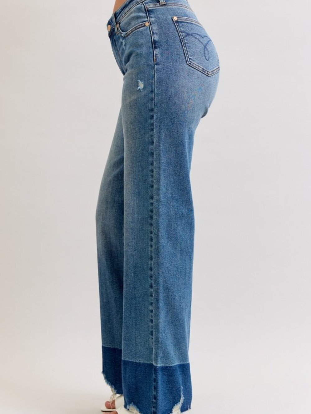 Raw Hem High Waist Column Straight Jeans - Picture 7 of 7